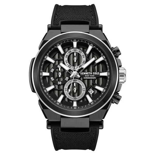 Kenneth Cole Quartz Multifunction Black Dial Black Colour Silicone Strap Watch For Men kcwgo0065701mn