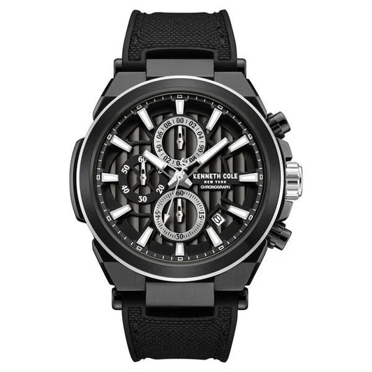 Kenneth Cole Quartz Multifunction Black Dial Black Colour Silicone Strap Watch For Men kcwgo0065701mn
