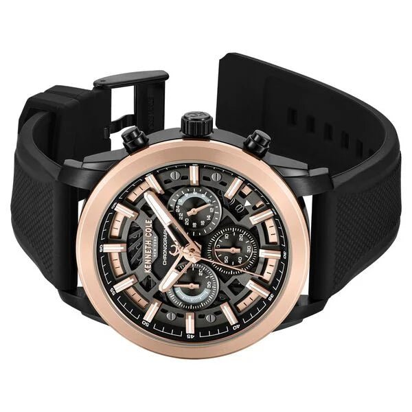 Kenneth Cole Quartz Multifunction Black Dial Black Colour Silicone Strap Watch For Men kcwgo0067702mn