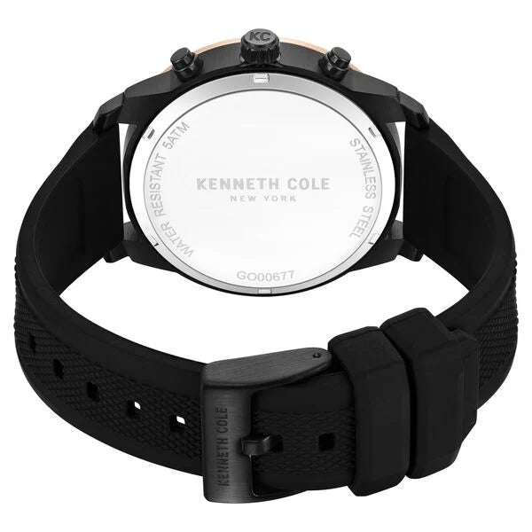 Kenneth Cole Quartz Multifunction Black Dial Black Colour Silicone Strap Watch For Men kcwgo0067702mn