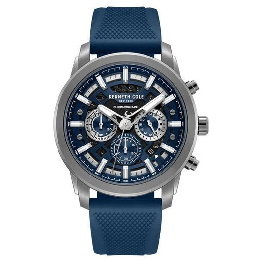 Kenneth Cole Quartz Multifunction Blue Dial Blue Colour Silicone Strap Watch For Men kcwgo0067701mn