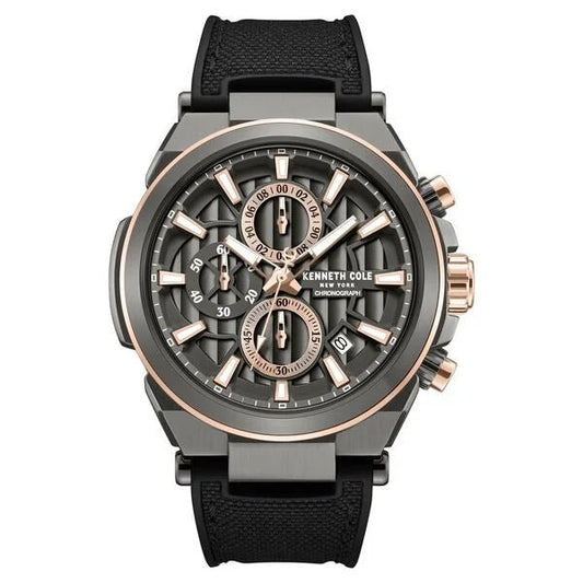 Kenneth Cole Quartz Multifunction Grey Dial Black Colour Silicone Strap Watch For Men kcwgo0065702mn
