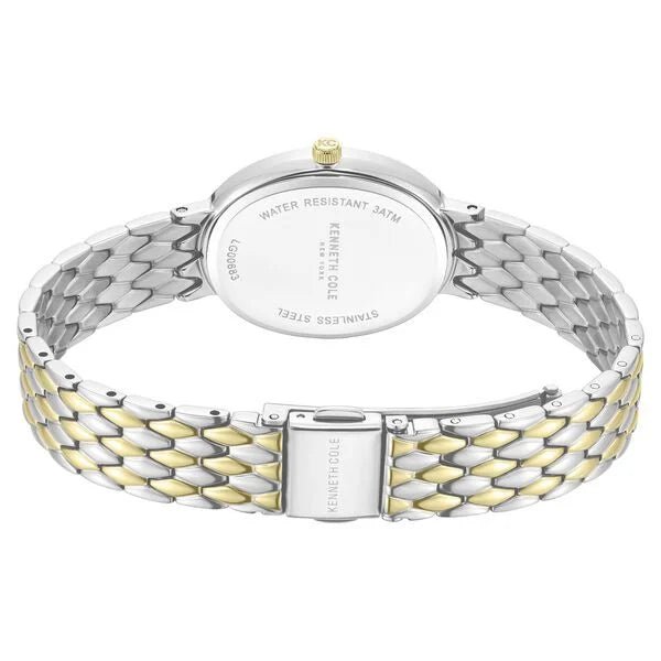 Kenneth Cole Quartz White Dial Two Toned Stainless Steel Strap Watch For Women kcwlg0068302ld