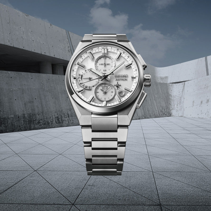 Seiko Astron GPS Solar 5X Dual-Time Chronograph in Silvery White - SSH159J1 - KRISHNA WATCH COMPANY