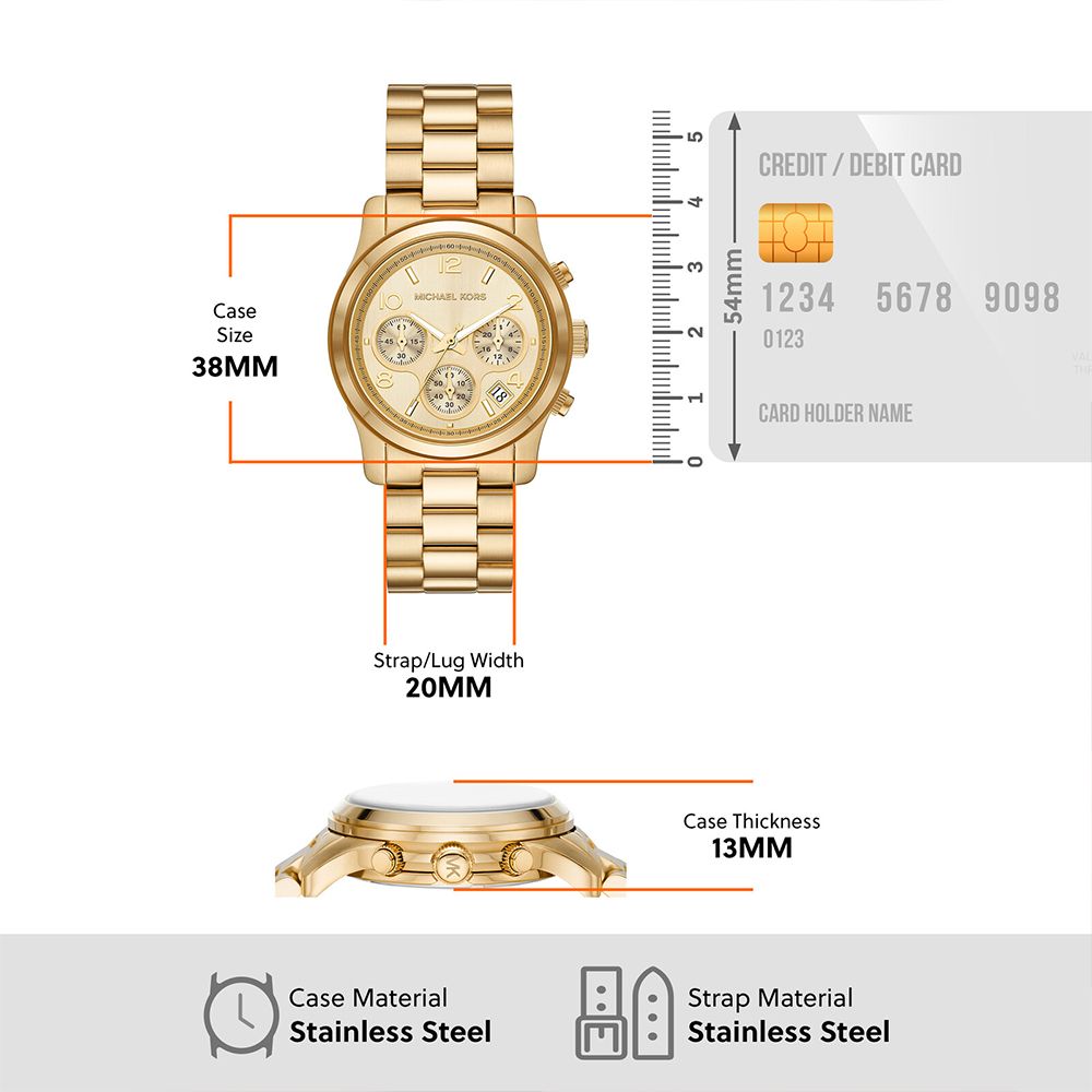 Michael kors Women Runway Round Gold Watches MK7323 - KRISHNA WATCH COMPANY