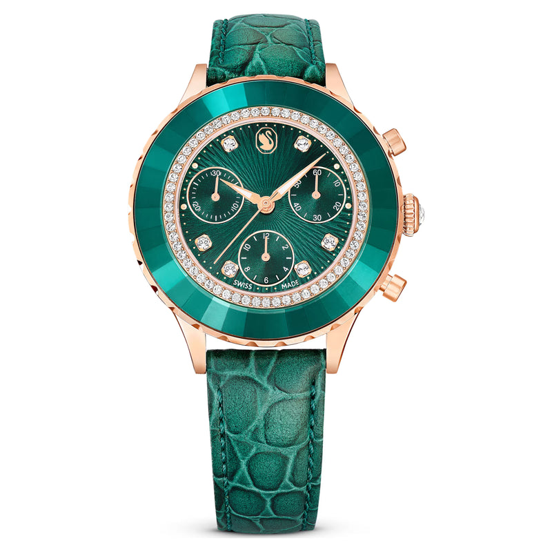 Swarovski Octea chrono watch Swiss Made, Leather strap - 5672931