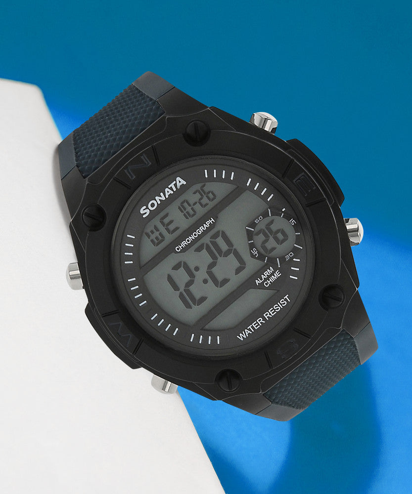 SF Digital Dial Black Plastic Strap Watch For Men 77033pp03 - KRISHNA WATCH COMPANY