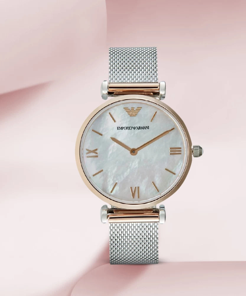 Emporio Armani Stainless Steel Analog Mother of Pearl Dial Women Watch AR2067 - KRISHNA WATCH COMPANY