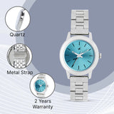 Fastrack Tropical Waters Quartz Analog Green Dial Metal Strap Watch for Girls ns68008sm06 / 68008sm06 - KRISHNA WATCH COMPANY