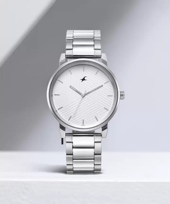Fastrack Stunners White Dial Metal Strap Watch for Guys 3278sm04 - KRISHNA WATCH COMPANY