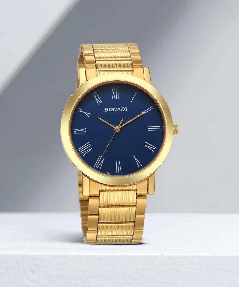 Sonata Utsav Quartz Analog with Day and Date Green Dial Stainless Steel Strap Watch for Men 77108YM14 - KRISHNA WATCH COMPANY