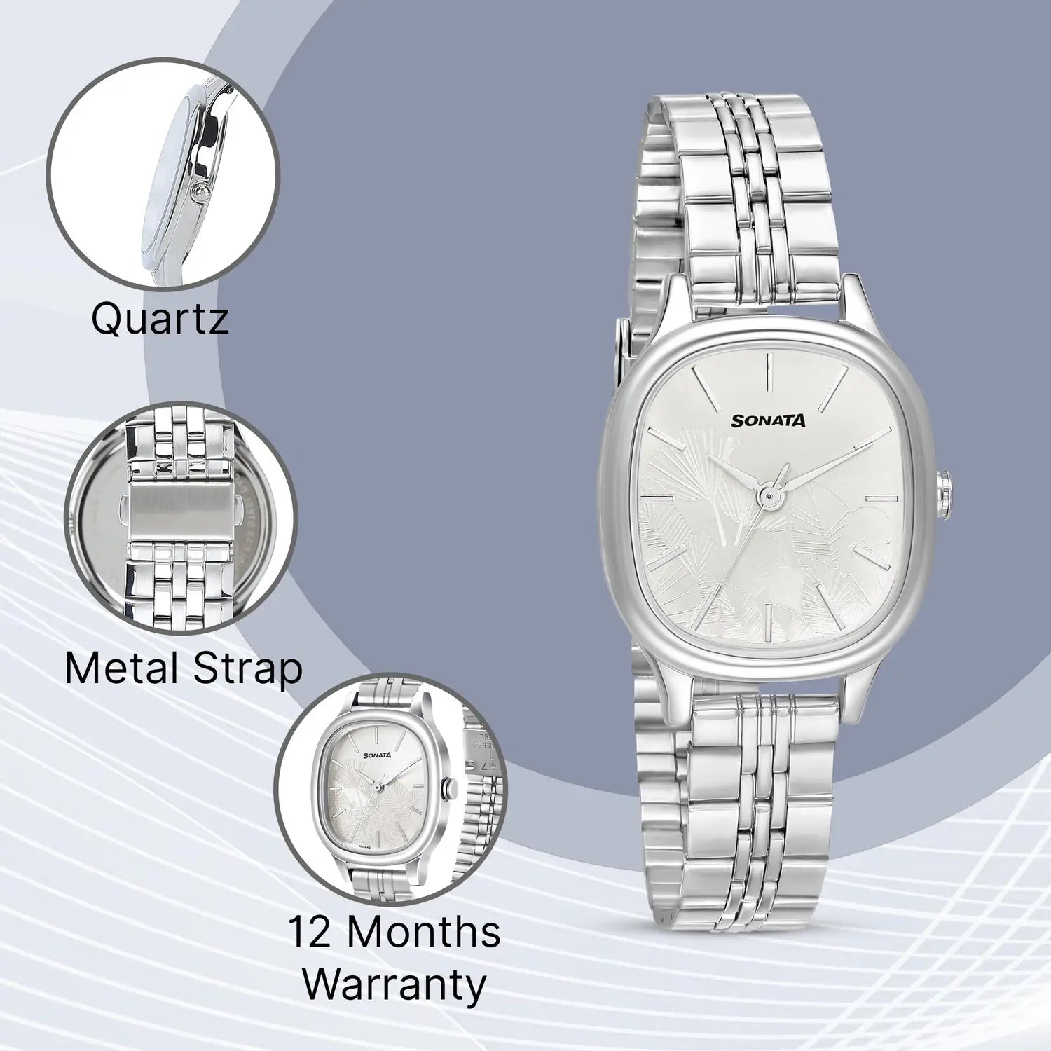 Sonata Linnea Silver Dial Women Watch 8173sm01 - KRISHNA WATCH COMPANY
