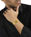 Sonata Champagne Dial Golden Stainless Steel Strap Watch 7007YM05