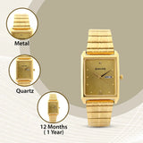Sonata Champagne Dial Golden Stainless Steel Strap Watch 7007YM05