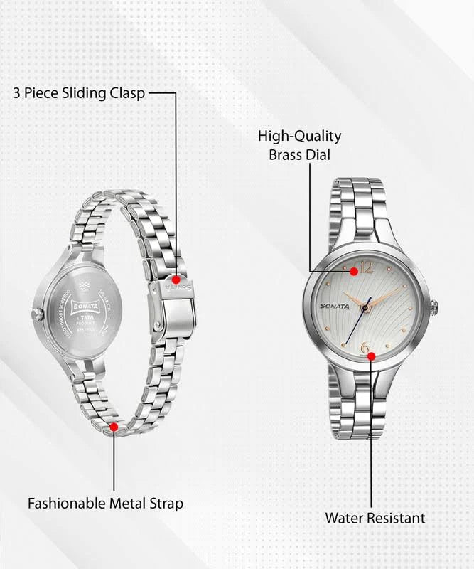 Sonata Workwear White Dial Women Watch - 8151SM05 - KRISHNA WATCH COMPANY