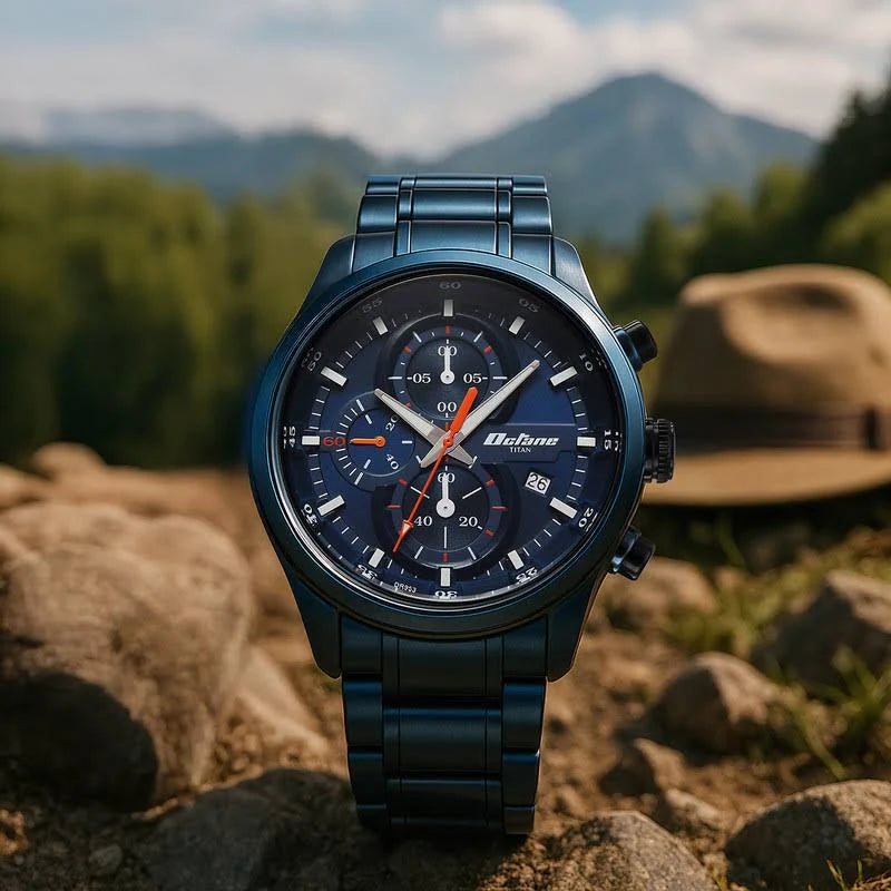 Titan Octane Primal Quartz Chronograph Watch For Men - 90086KM08 - KRISHNA WATCH COMPANY