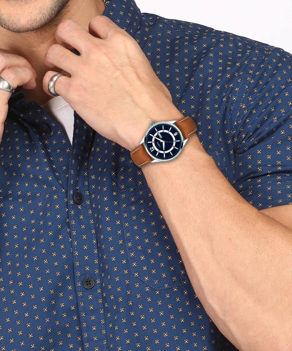 Timex Fashion Men's Blue Dial Round Case Day Date Function Watch -TWEG19800 - KRISHNA WATCH COMPANY