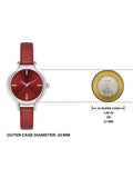 Helix By Timex Red Round Analog Leather Watch Women -TW027HL20