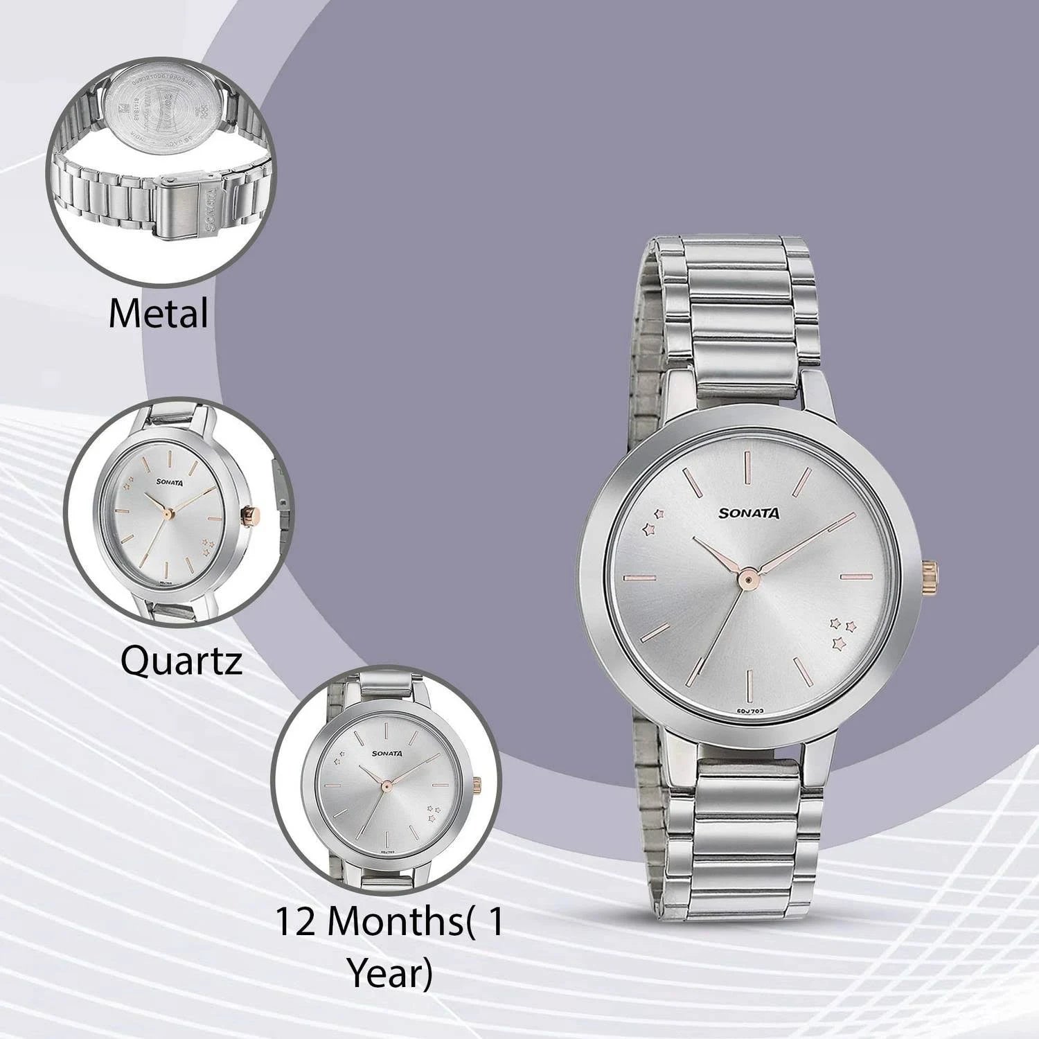 Sonata Play Silver Dial Women Watch 8141km02 - KRISHNA WATCH COMPANY