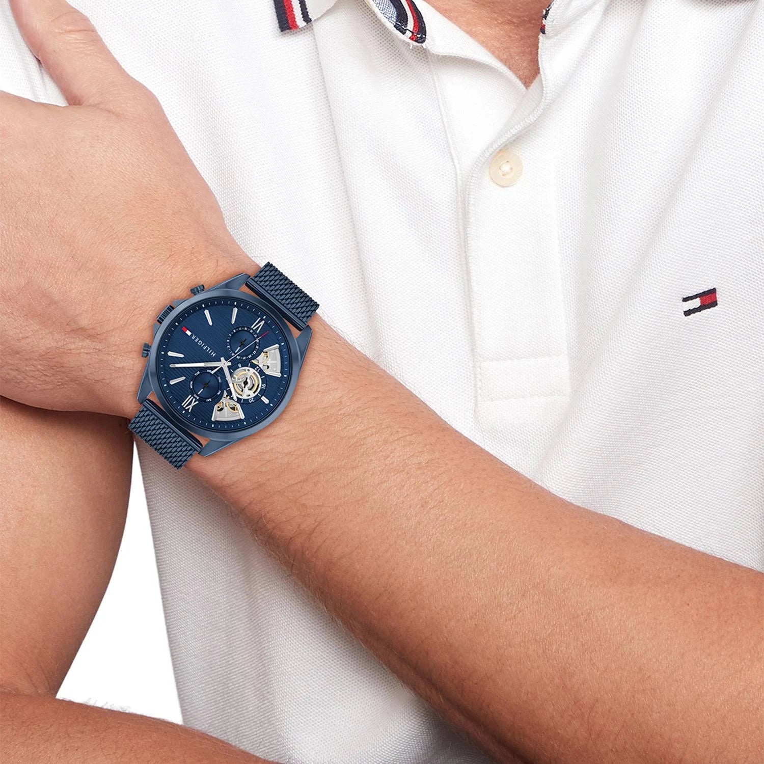 Tommy Hilfiger Multifunction Blue Dial Blue Color Stainless Steel Strap Watch For Men th1710648 - KRISHNA WATCH COMPANY