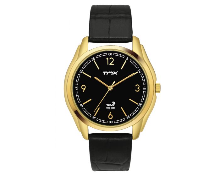 Classic Black Dial Leather Strap Watch TM0TG6804T - KRISHNA WATCH COMPANY