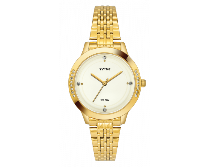 Crystal Studded White Dial Bracelet Watch TMTL10401T - KRISHNA WATCH COMPANY