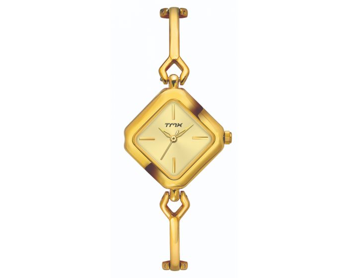 Golden Dial Geometric Semi Bangle Bracelet Watch TMTL10902T - KRISHNA WATCH COMPANY