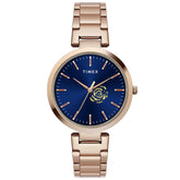TIMEX FASHION WOMEN'S BLUE DIAL ROUND CASE 3 HANDS FUNCTION WATCH -TW000X229
