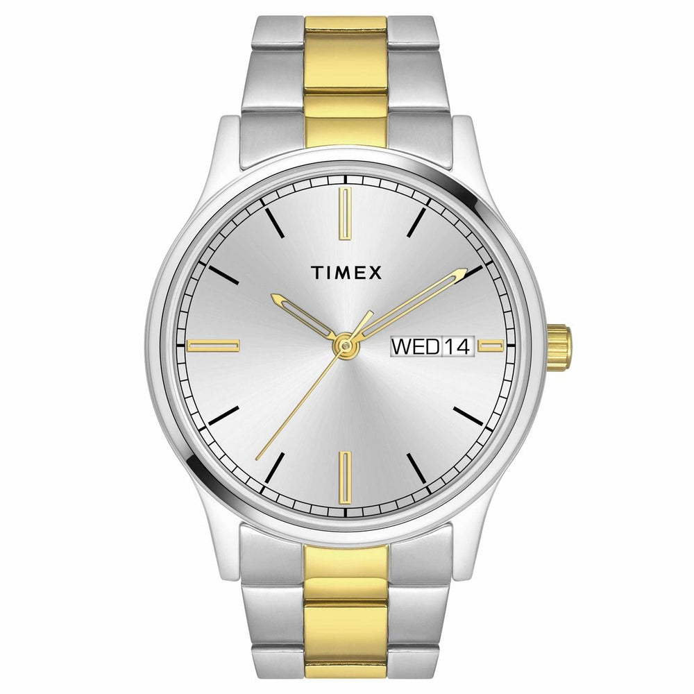 TIMEX CLASSICS COLLECTION PREMIUM QUALITY MEN'S ANALOG SILVER DIAL COLOURED QUARTZ WATCH, ROUND DIAL WITH 42MM CASE WIDTH - TW0TG8314 - KRISHNA WATCH COMPANY