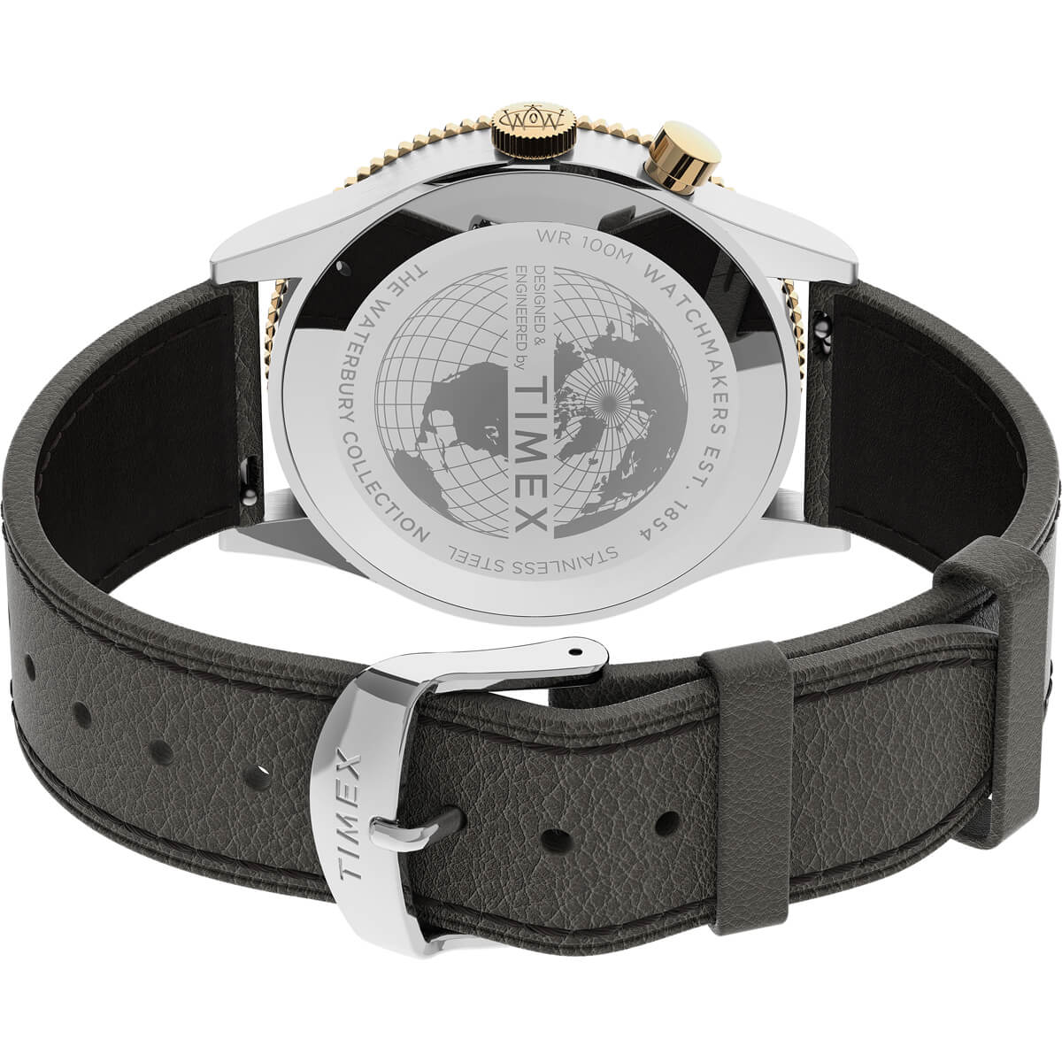 TIMEX Waterbury Traditional GMT 39mm Leather Strap Watch TW2U90500UJ - KRISHNA WATCH COMPANY
