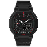 Timex UFC Strength Collection Premium Quality Men's Analog/Digital Black Dial Coloured Quartz Leather Strap Watch - TW2V55200X6