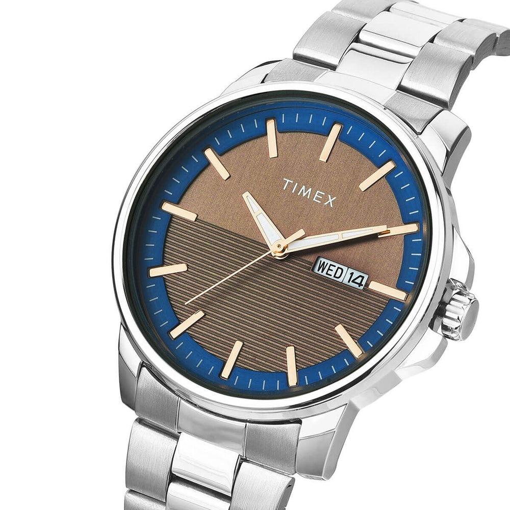 TIMEX FASHION MEN'S GREY DIAL ROUND CASE DAY DATE FUNCTION WATCH -TWEG17213 - KRISHNA WATCH COMPANY