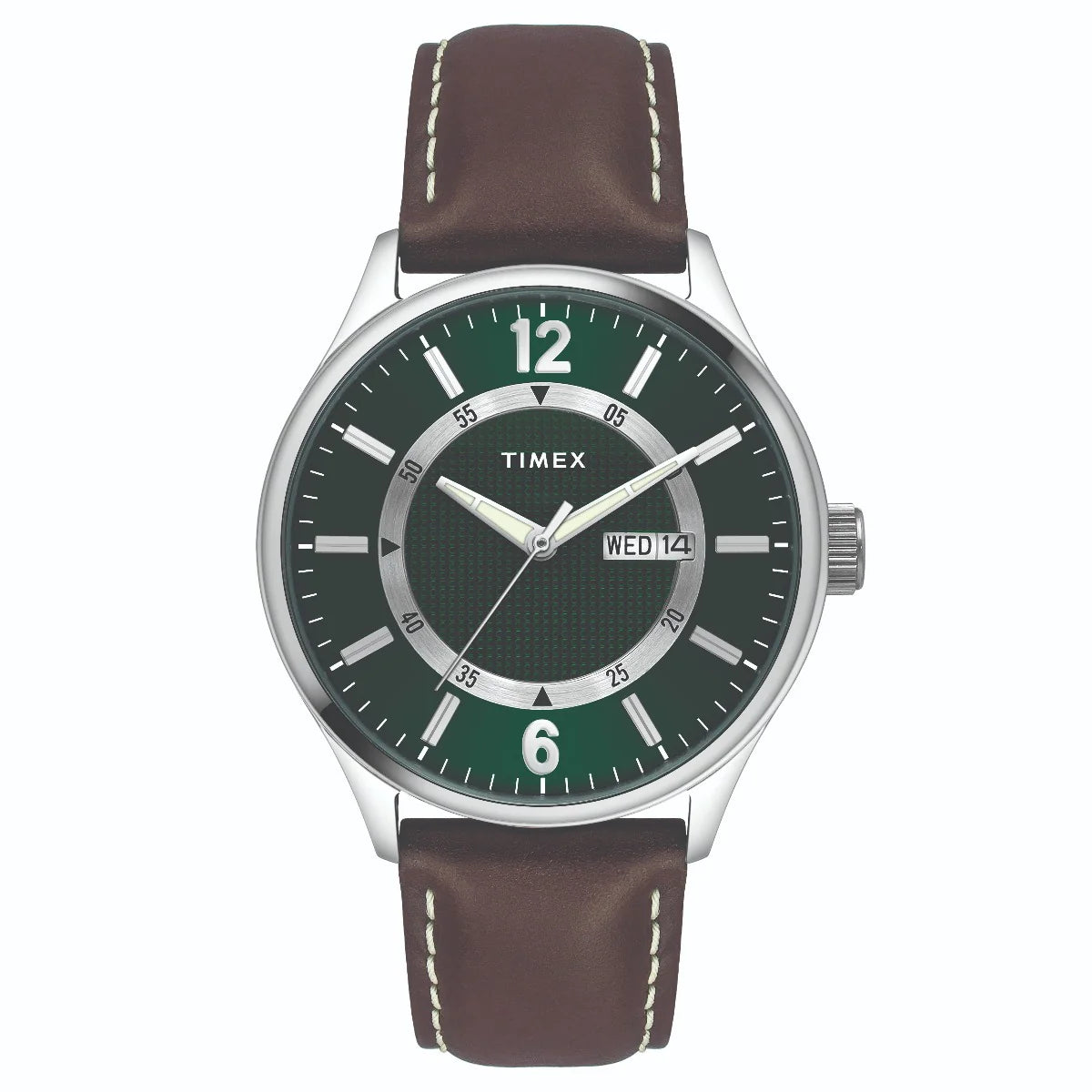 Timex Fashion Men's Green Dial Round Case Day Date Function Watch -TWEG19801 - KRISHNA WATCH COMPANY