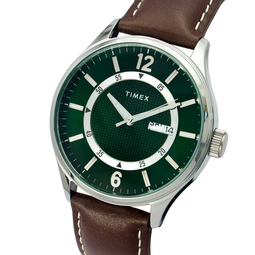 Timex Fashion Men's Green Dial Round Case Day Date Function Watch -TWEG19801 - KRISHNA WATCH COMPANY