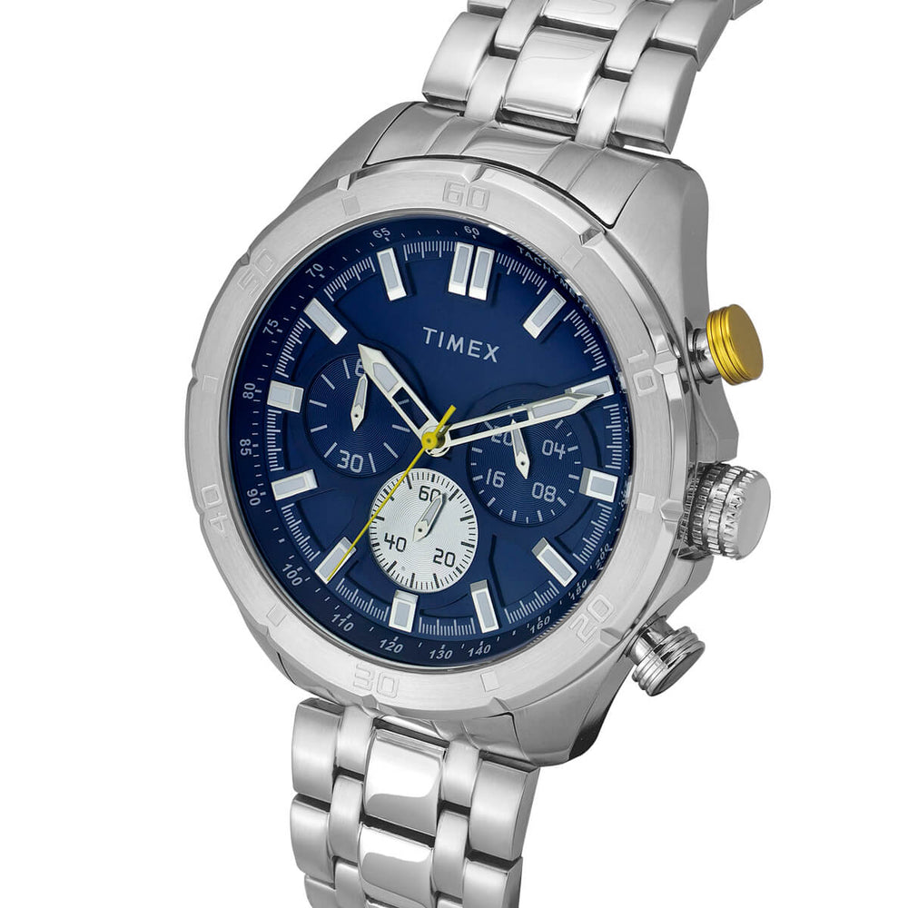 Timex E Class Men's Blue Dial Round Case Chronograph Function Watch -TWEG20302 - KRISHNA WATCH COMPANY