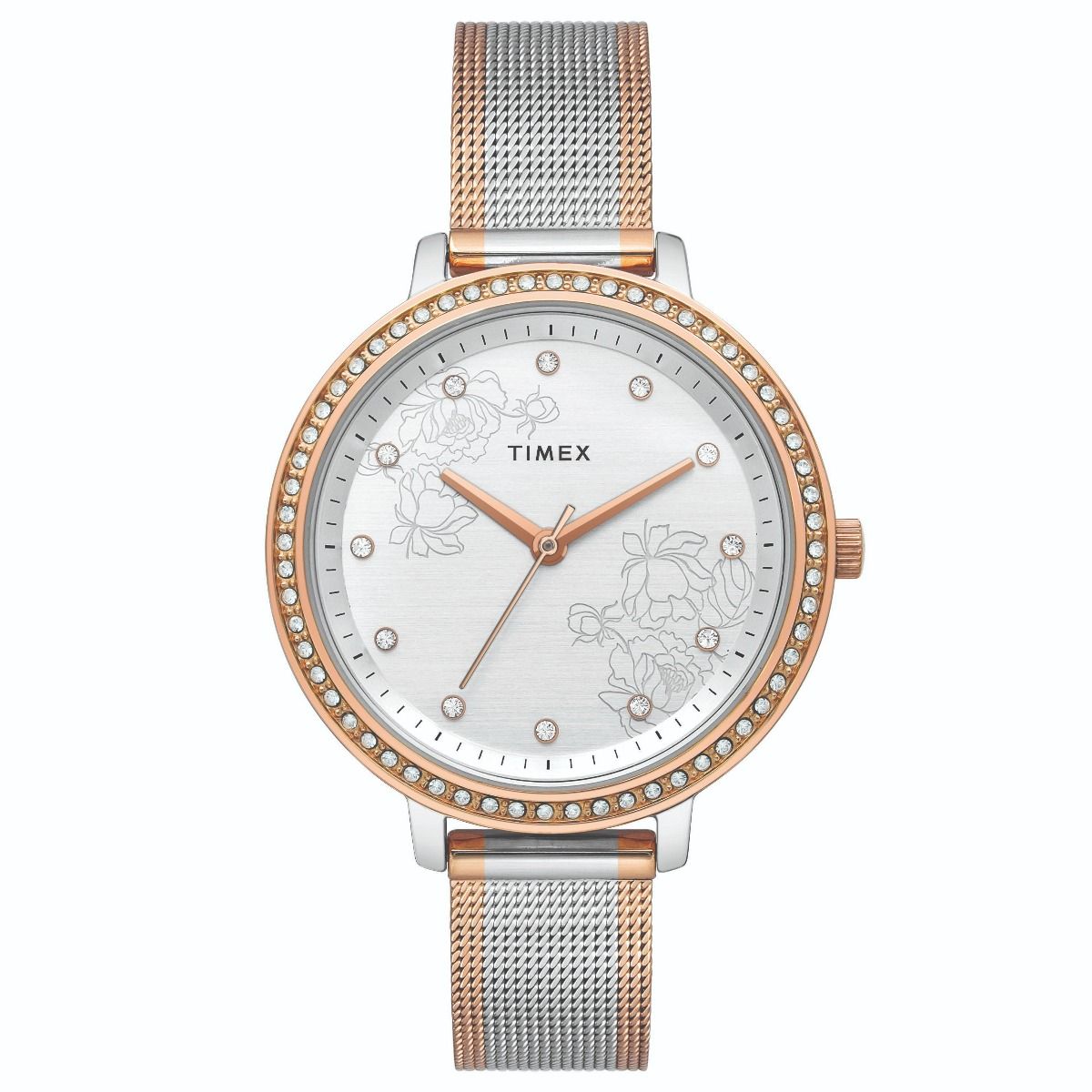 TIMEX FASHION WOMEN'S SILVER DIAL ROUND CASE 3 HANDS FUNCTION WATCH -TWEL14703 - KRISHNA WATCH COMPANY
