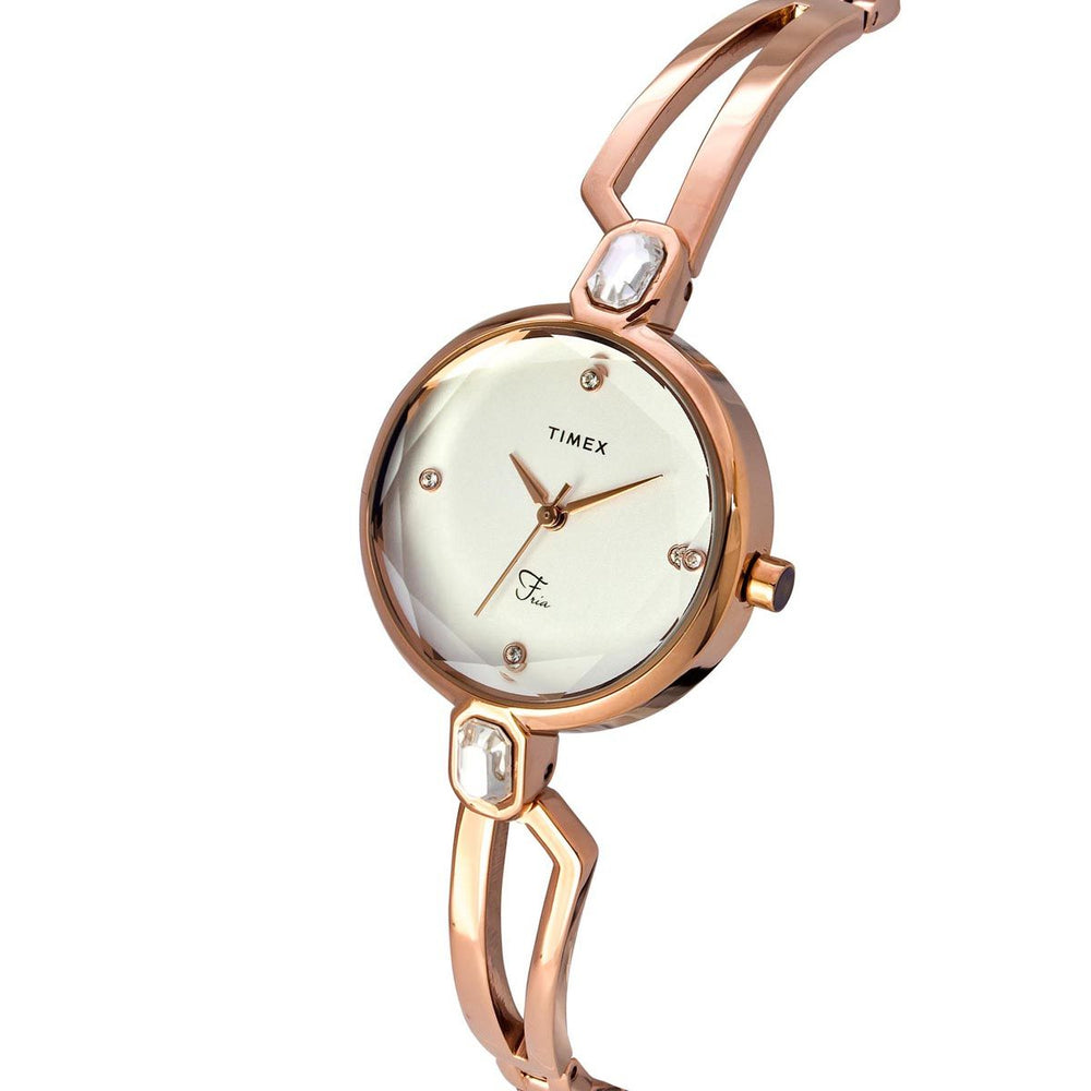 TIMEX FRIA WOMEN'S SILVER DIAL ROUND CASE 3 HANDS FUNCTION WATCH -TWEL15100 - KRISHNA WATCH COMPANY