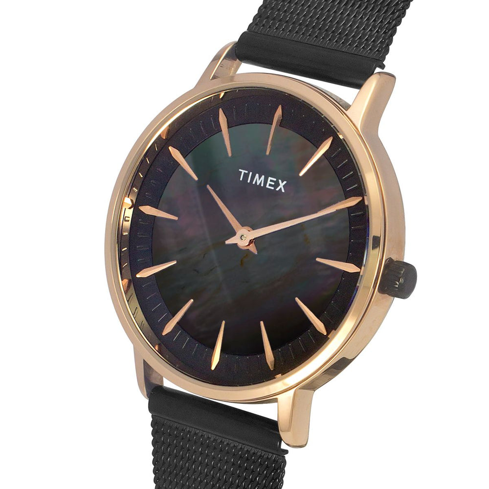 TIMEX FASHION WOMEN'S MOTHER OF PEARL DIAL ROUND CASE 2 HANDS FUNCTION WATCH - TWEL15608 - KRISHNA WATCH COMPANY