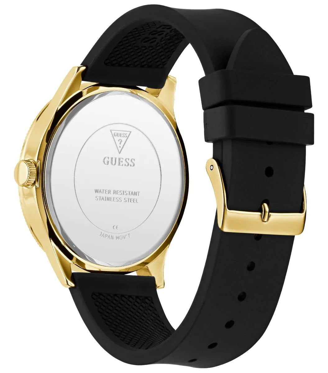 GUESS REPUTATION Mens Black GoldTone Analog Watch GW0887G2 - KRISHNA WATCH COMPANY