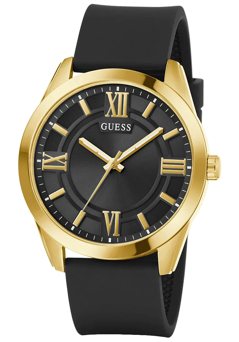 GUESS Mens Black Gold Tone Analog Watch - GW0894G2 - KRISHNA WATCH COMPANY