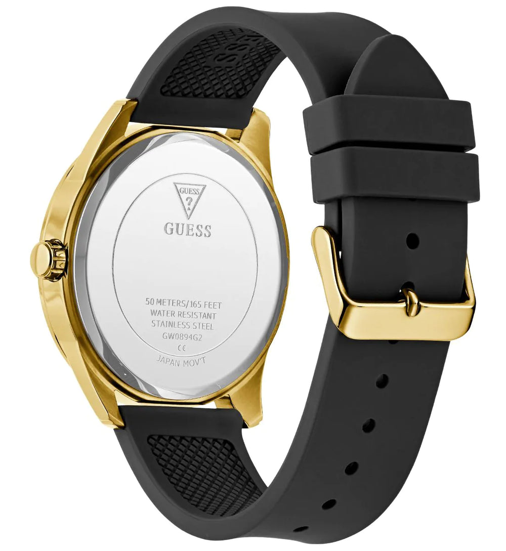 GUESS Mens Black Gold Tone Analog Watch - GW0894G2 - KRISHNA WATCH COMPANY