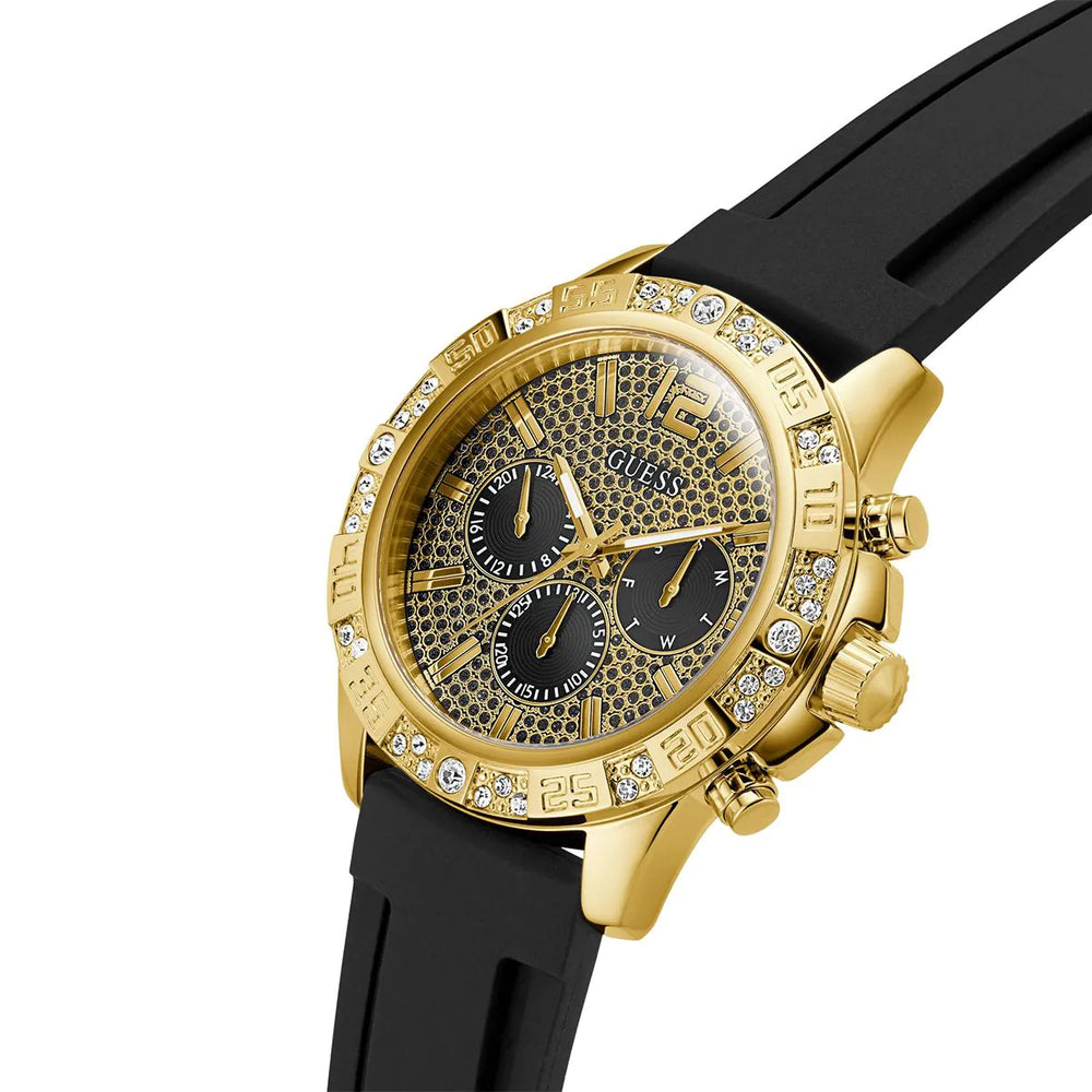 GUESS Mens Black Gold Tone Multi-function Watch GW0909G2 - KRISHNA WATCH COMPANY