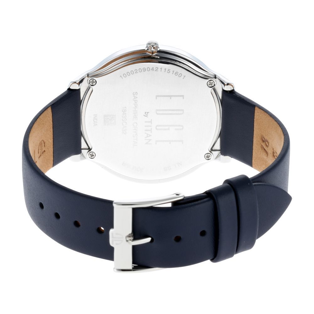 TITAN Edge Baseline Watch with Grey Dial & Blue Leather Strap 1843SL01(DL375) - KRISHNA WATCH COMPANY