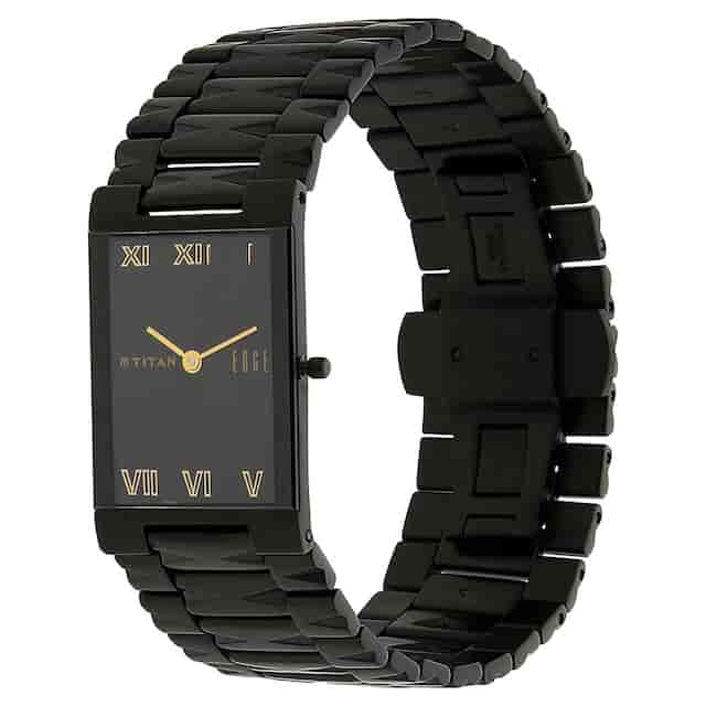 Titan Edge Black Dial Black Stainless Steel Strap Watch NP1296NM01 - KRISHNA WATCH COMPANY
