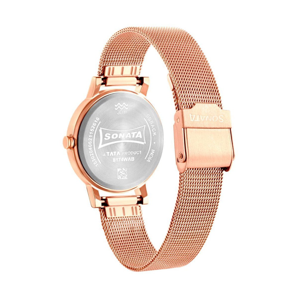 Sonata Linnea Rose Gold Dial Watch - 8174WM02 - KRISHNA WATCH COMPANY
