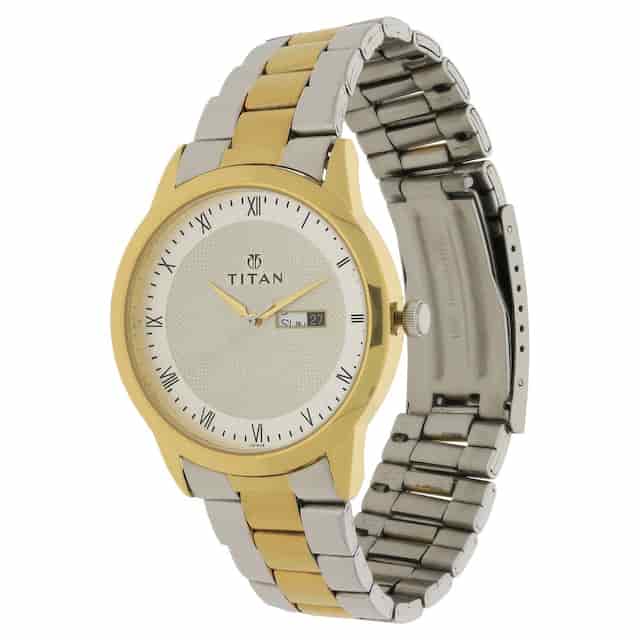 Titan Champagne Dial Two Toned Stainless Steel Strap Watch NP1584BM02 - KRISHNA WATCH COMPANY