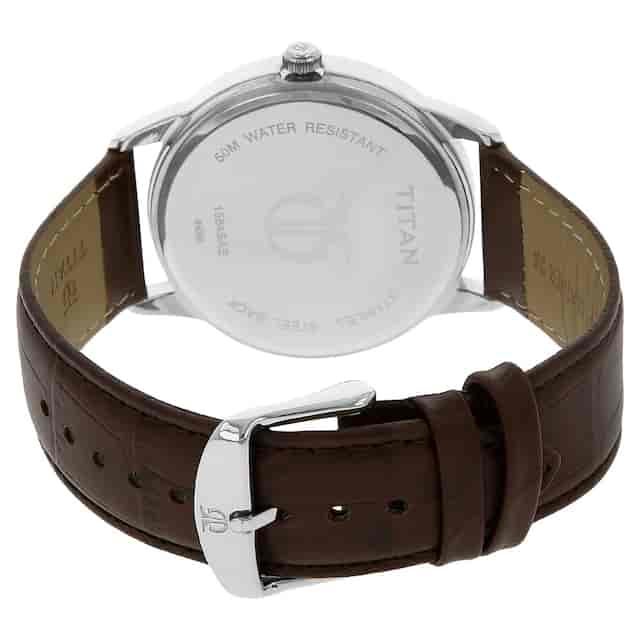Titan Silver Dial Brown Leather Strap Watch - 1584SL03 - KRISHNA WATCH COMPANY