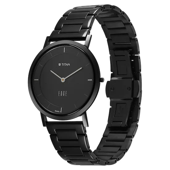 Titan Edge Black Dial Metal Strap Watch 1595NM01 - KRISHNA WATCH COMPANY