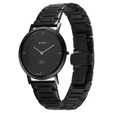 Titan Edge Black Dial Metal Strap Watch 1595NM01