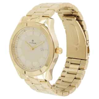 Titan Champagne Dial Golden Stainless Steel Strap Watch NN1627YM04 (DG933) - KRISHNA WATCH COMPANY